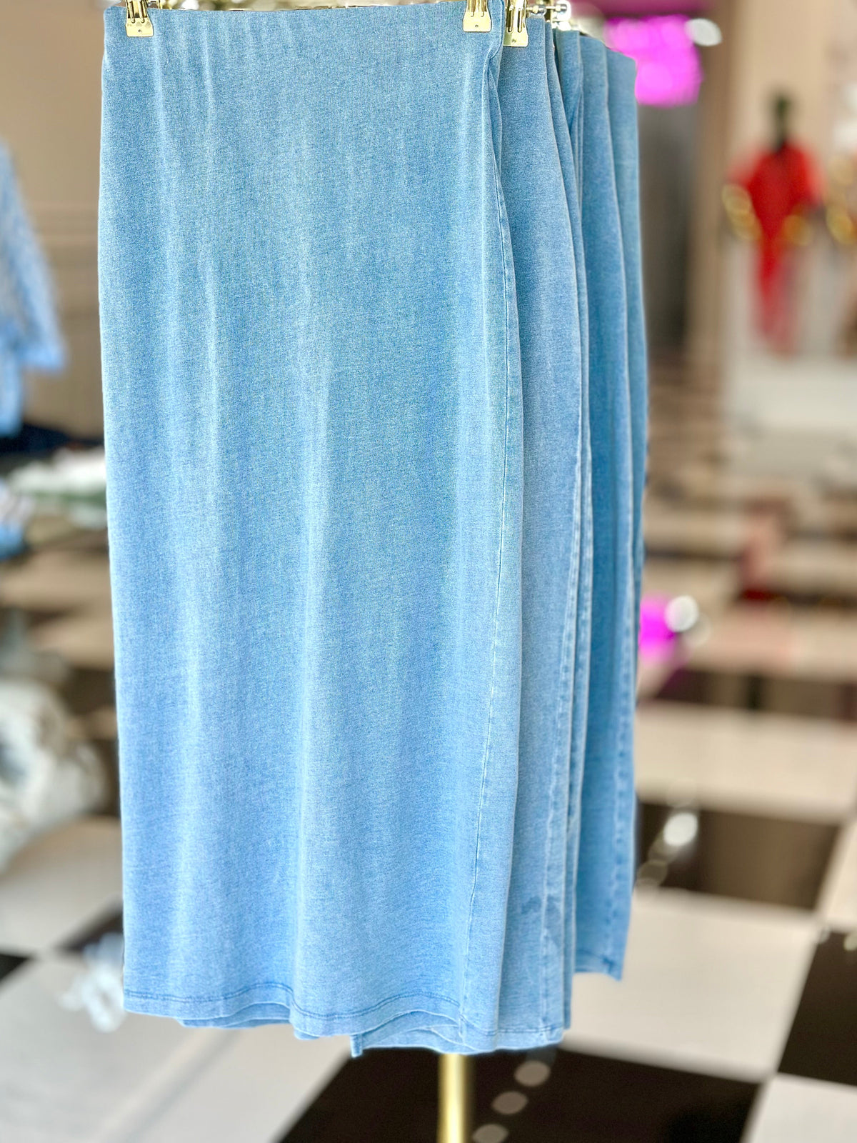 GAIL JERSEY DENIM MIDI SKIRT-FINAL SALE