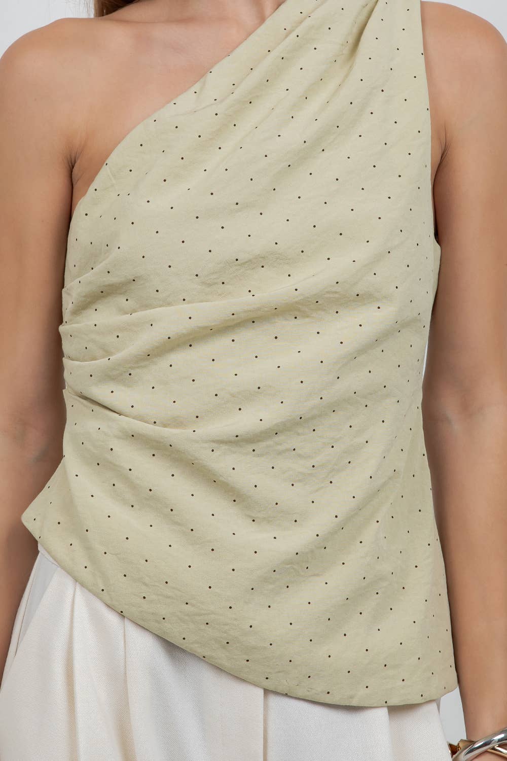 ILLY ONE SHOULDER POLKA DOT TOP-FINAL SALE