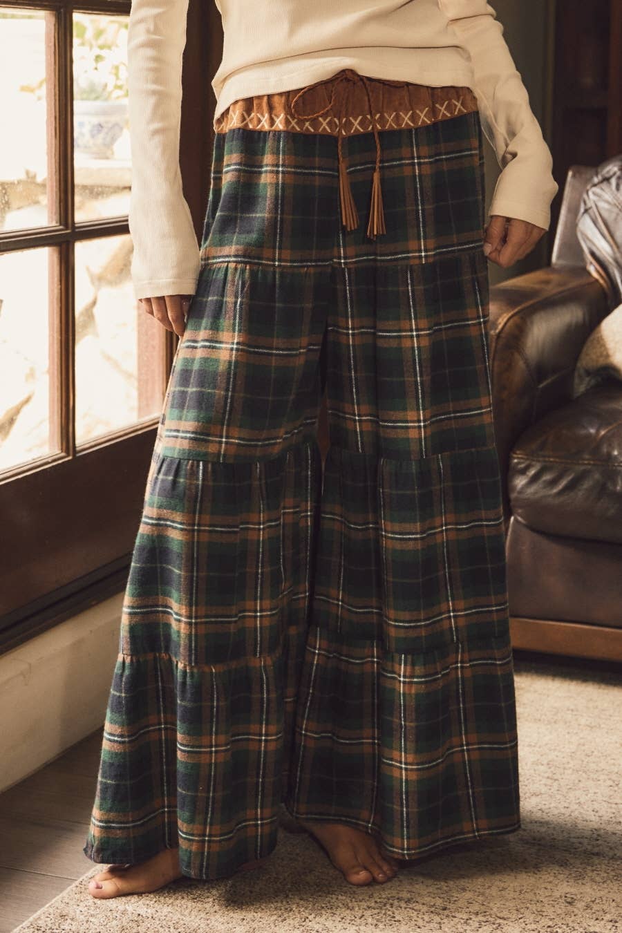 Doreen Plaid Tiered Pants