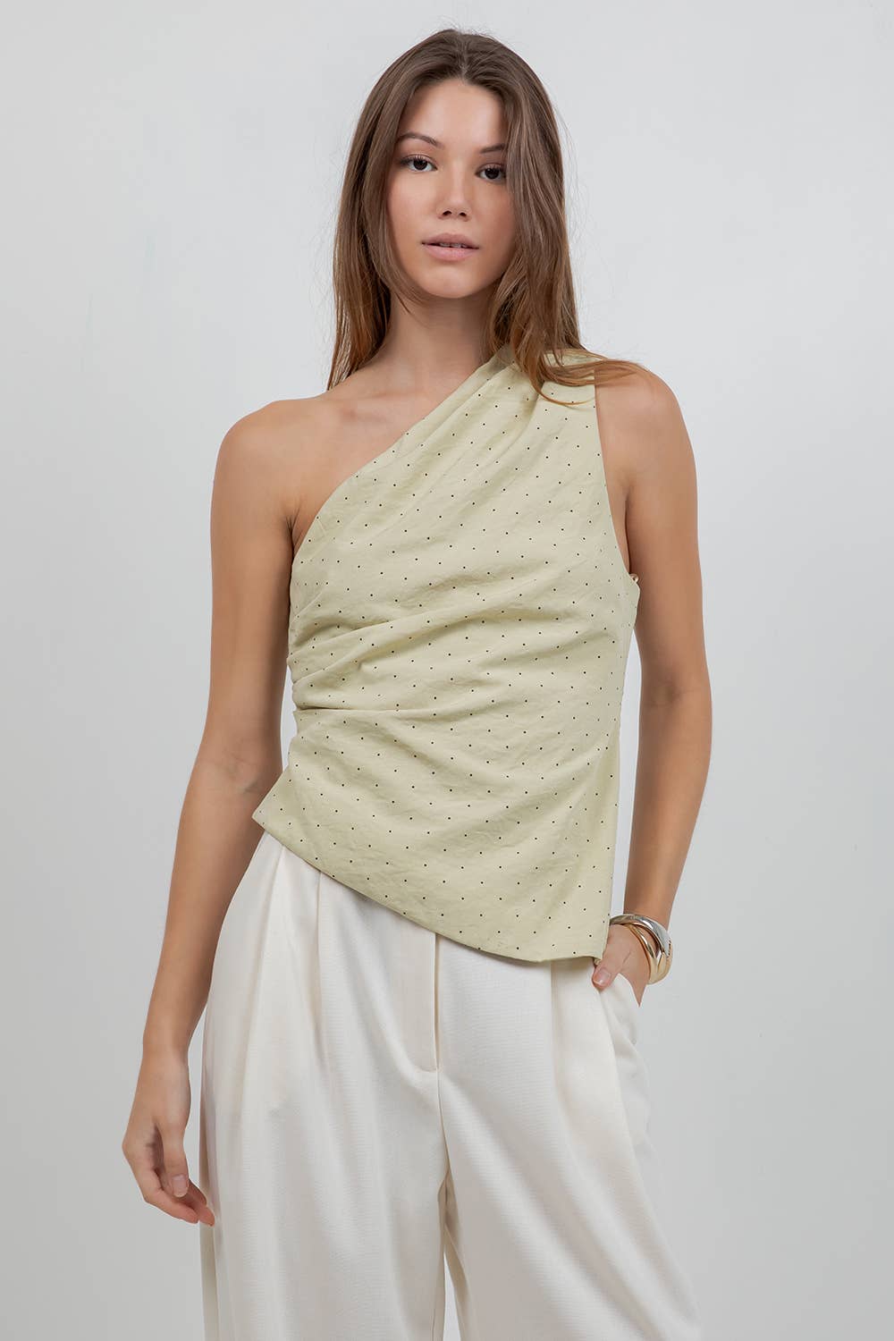 ILLY ONE SHOULDER POLKA DOT TOP-FINAL SALE
