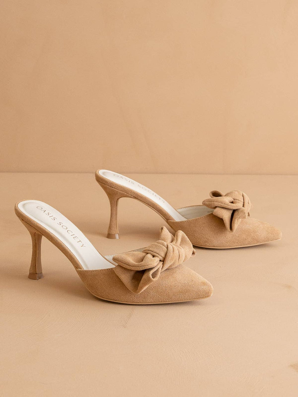 The Jane | Sand Pointed Toe Bow Accent Kitten Heel - FINAL SALE