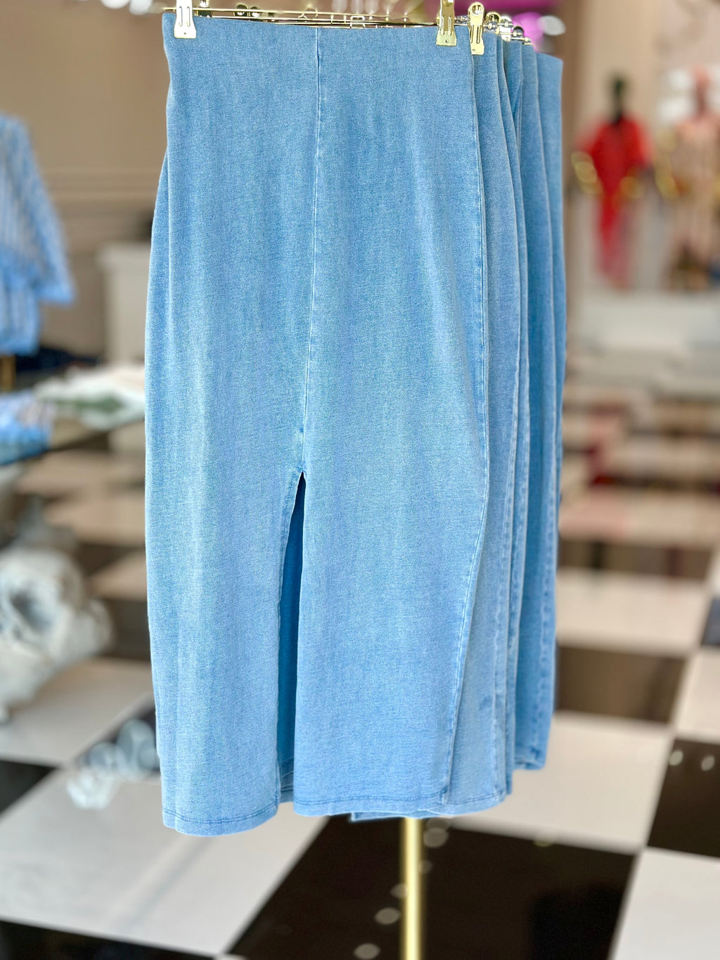 GAIL JERSEY DENIM MIDI SKIRT-FINAL SALE