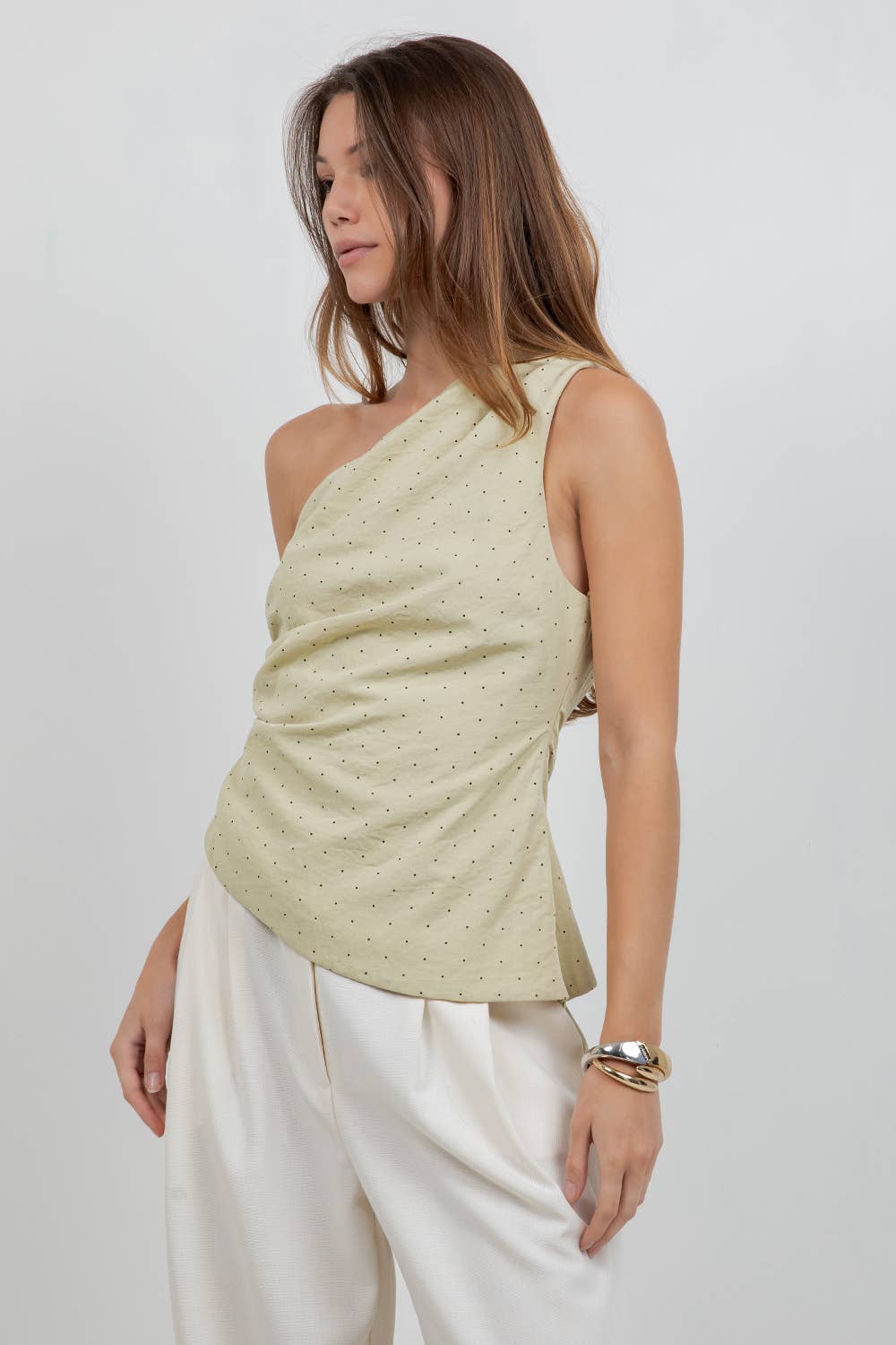 ILLY ONE SHOULDER POLKA DOT TOP-FINAL SALE