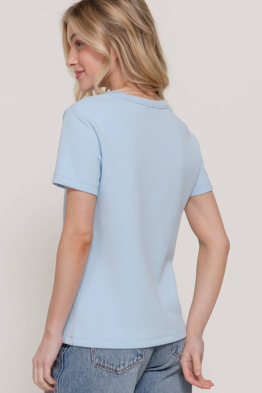 Short Sleeve Round Neck Soft Knit Jersey Top