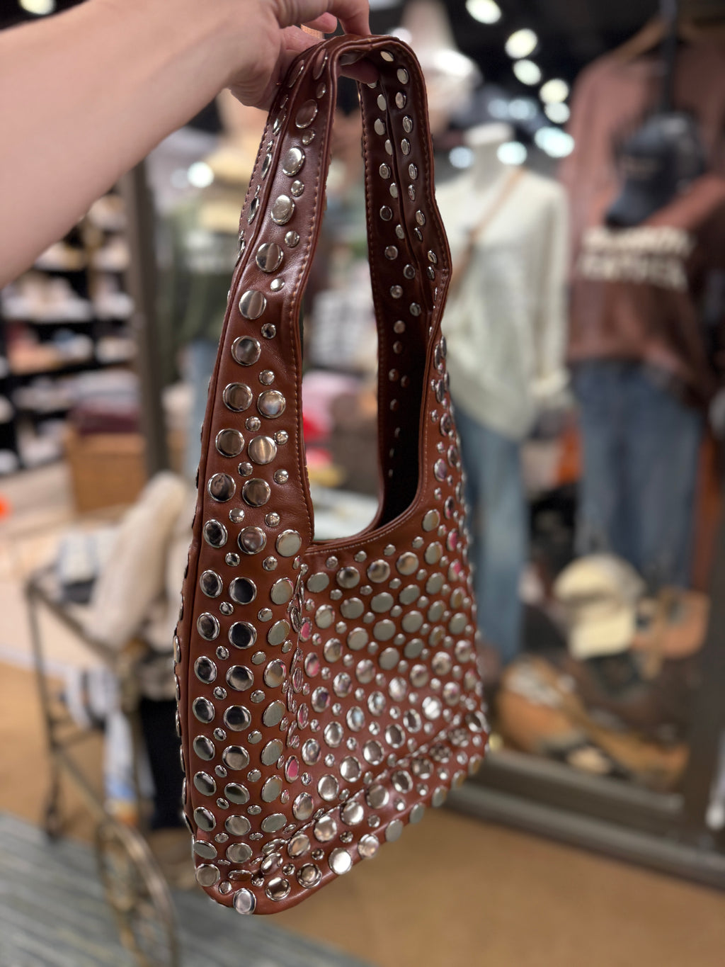 Brown studded purse