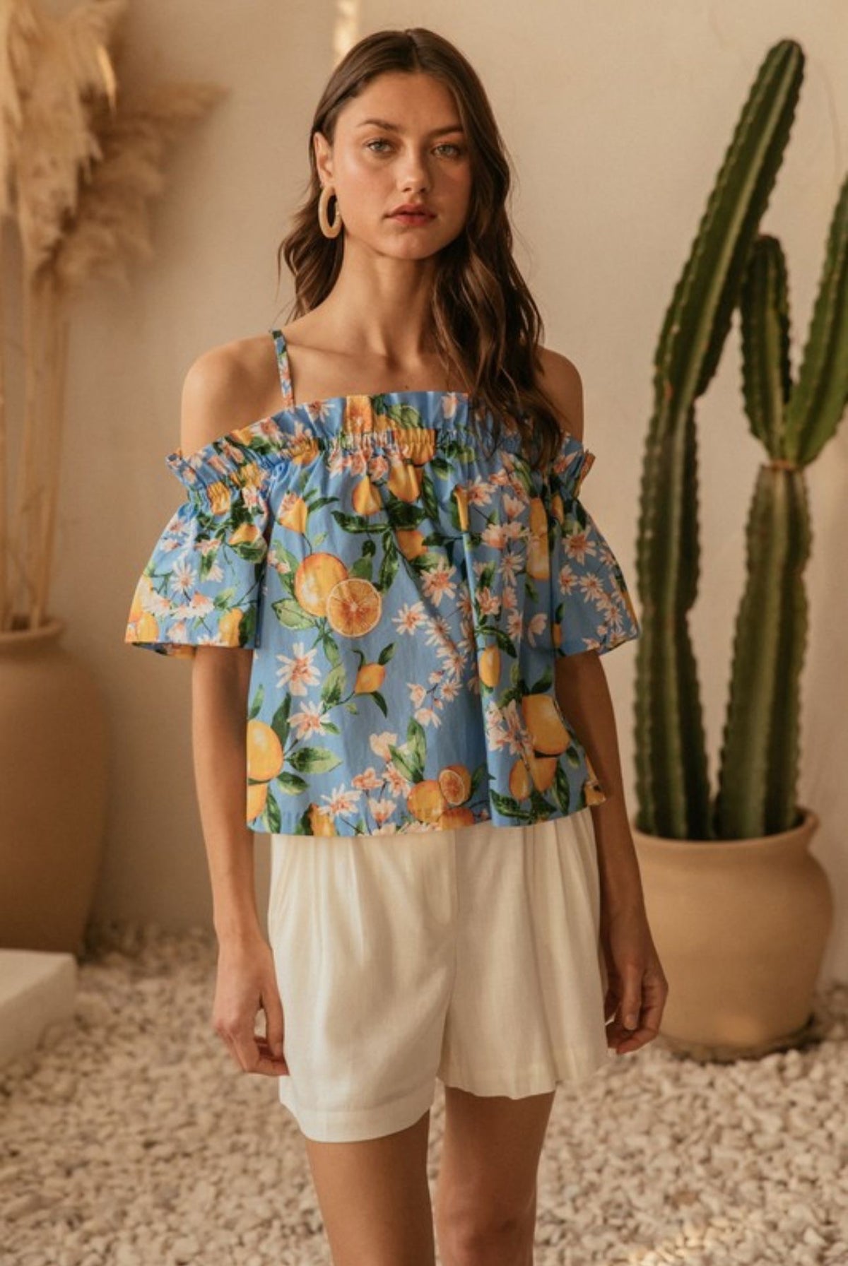 Off shoulder flower blouse FINAL SALE