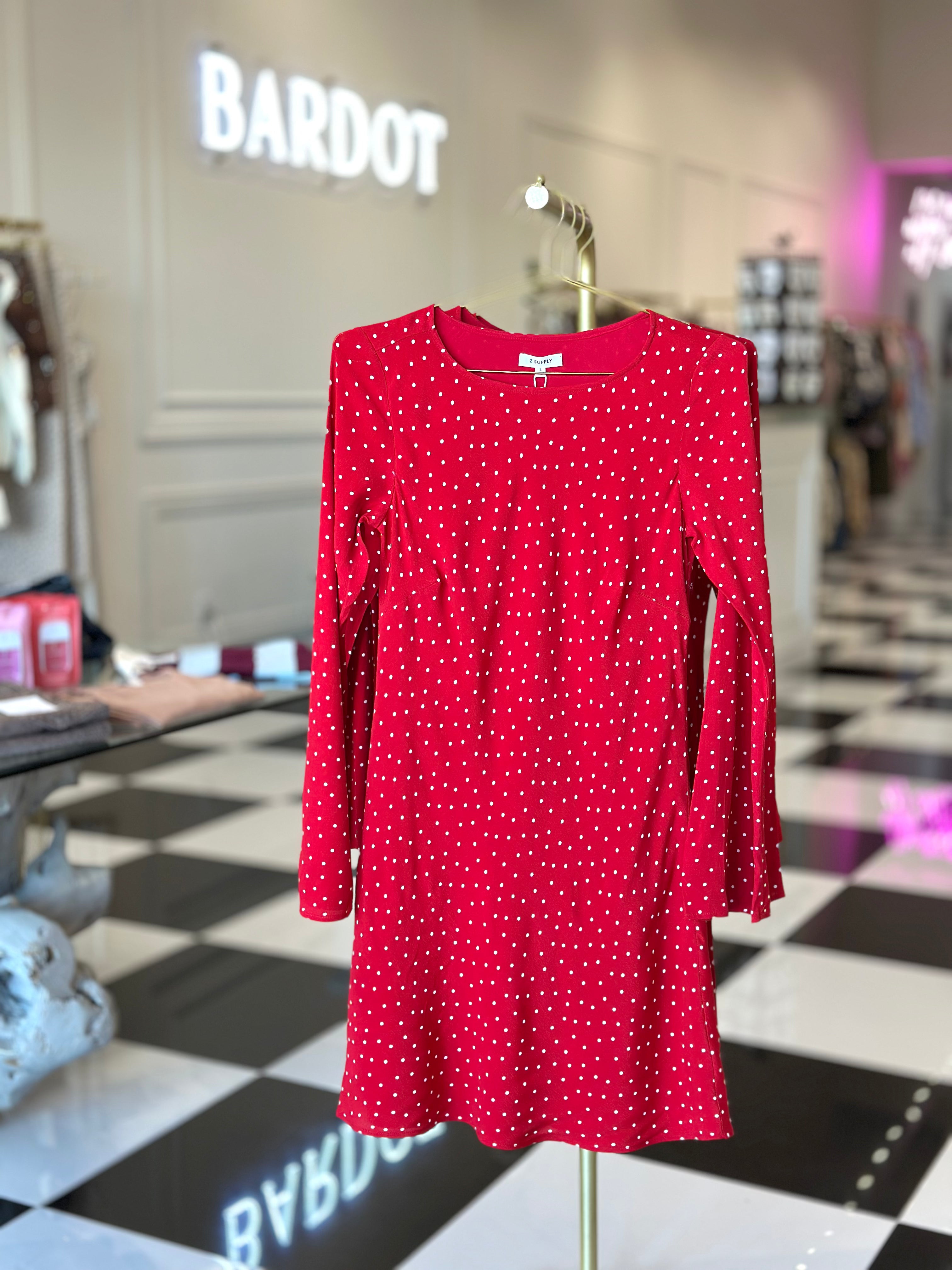 Campbell dot crepe mini dress-FINAL SALE