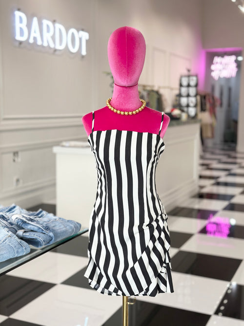 ALESSANDRA STRIPED RUFFLE HEM DRESS-FINAL SALE