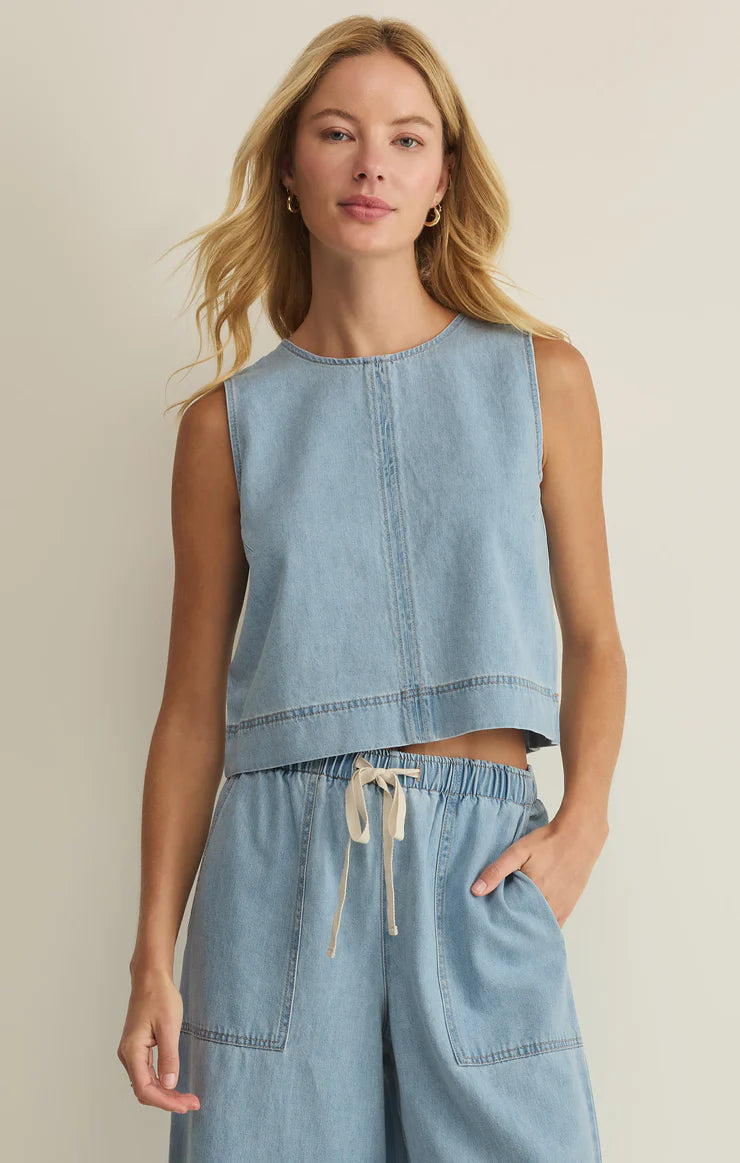 Sun seeker denim tank- FINAL SALE