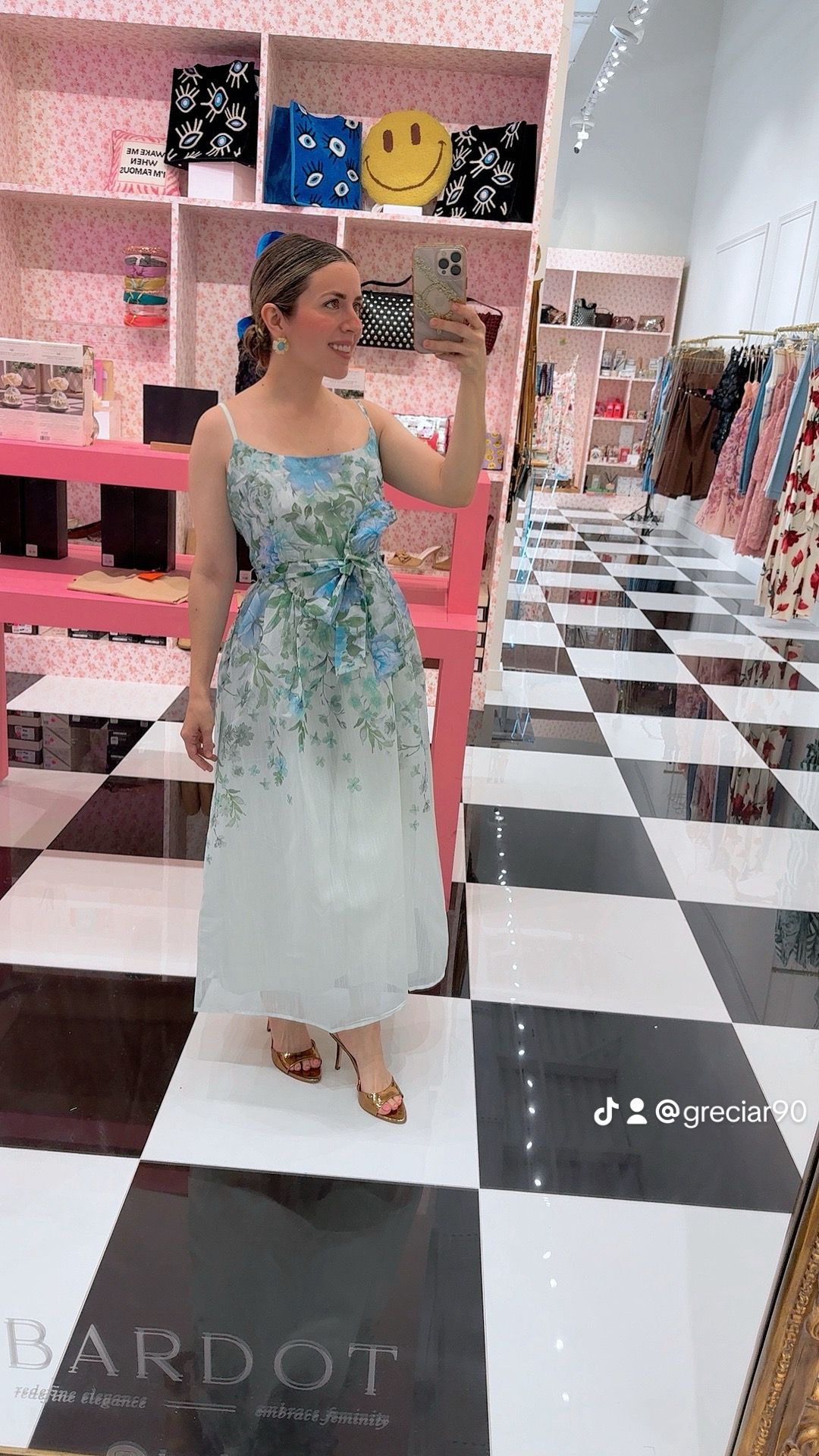 Gloria Floral Sheer Waist Tie Midi Dress - FINAL SALE
