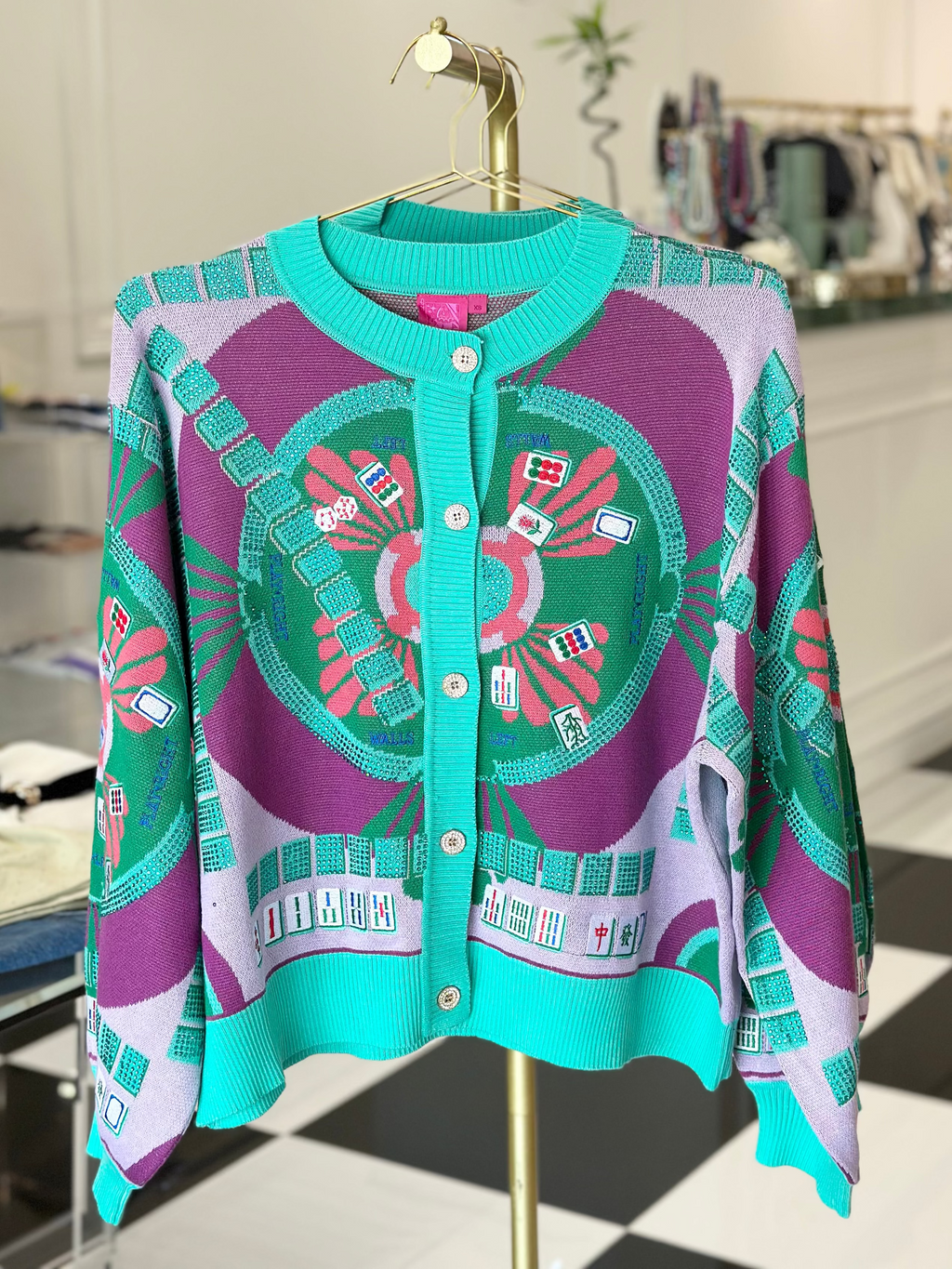 Multi Mahjong Button Up Cardigan