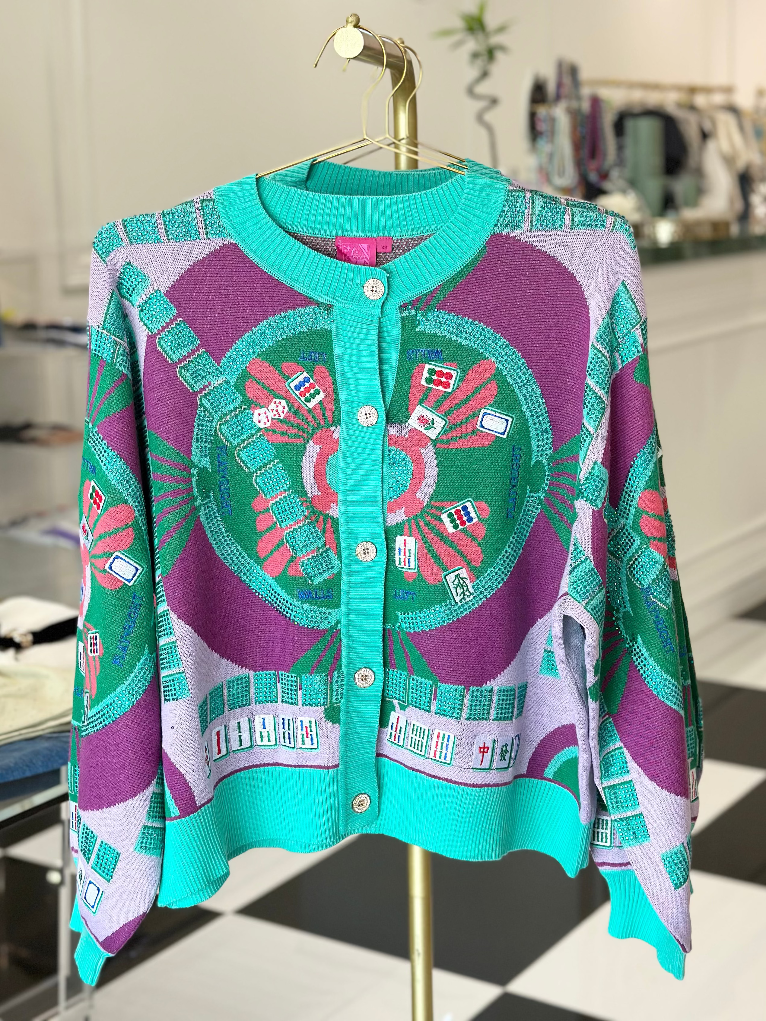 Multi Mahjong Button Up Cardigan