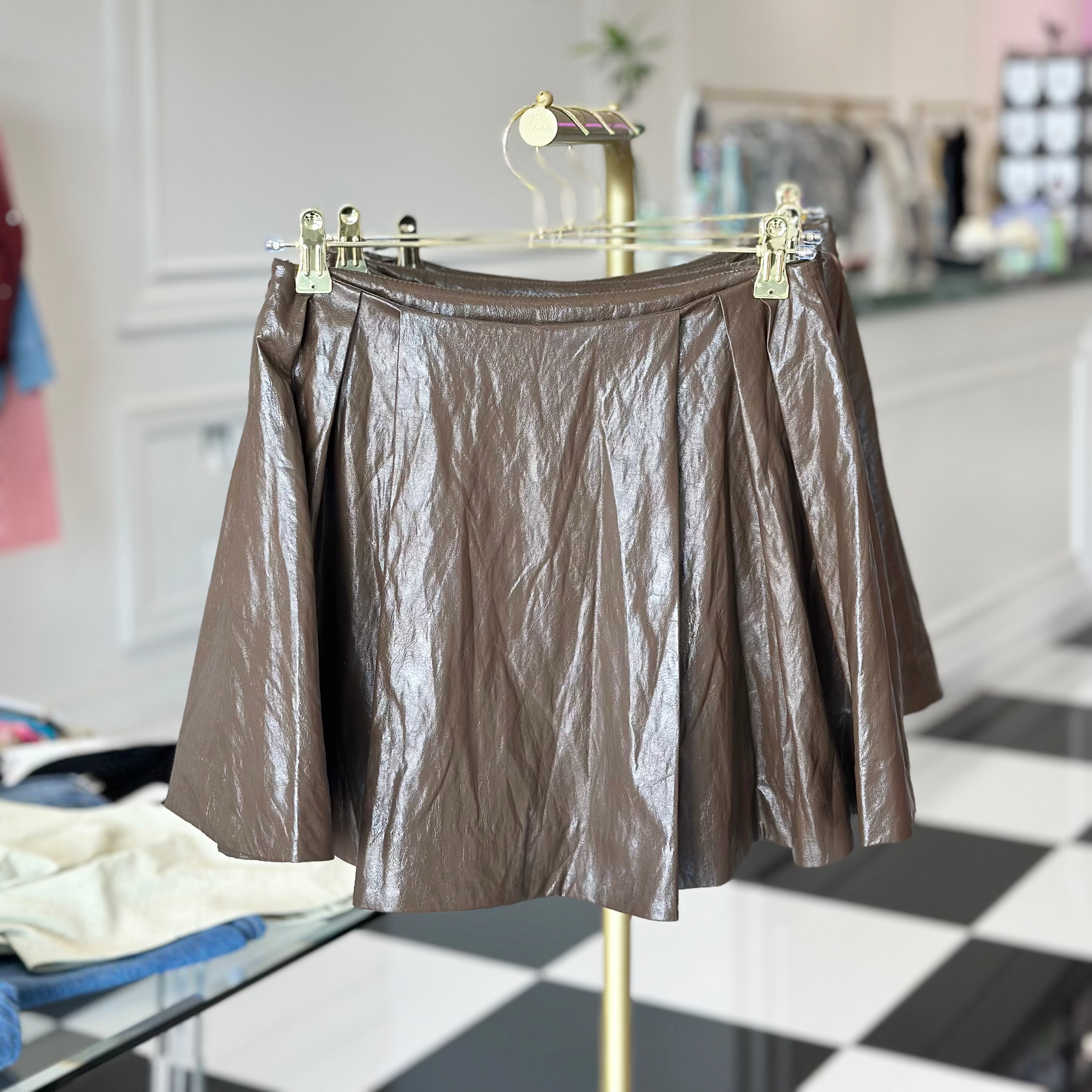 Amelia faux leather pleated mini skirt