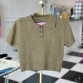 Knitted short sleeve polo sweater