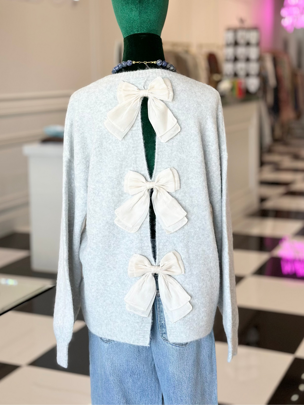 Christie big bows detail knit sweater