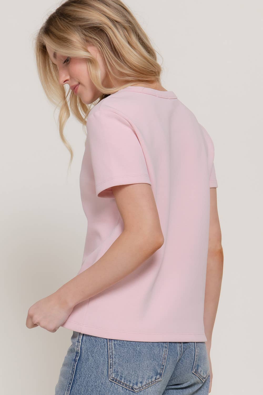 Short Sleeve Round Neck Soft Knit Jersey Top