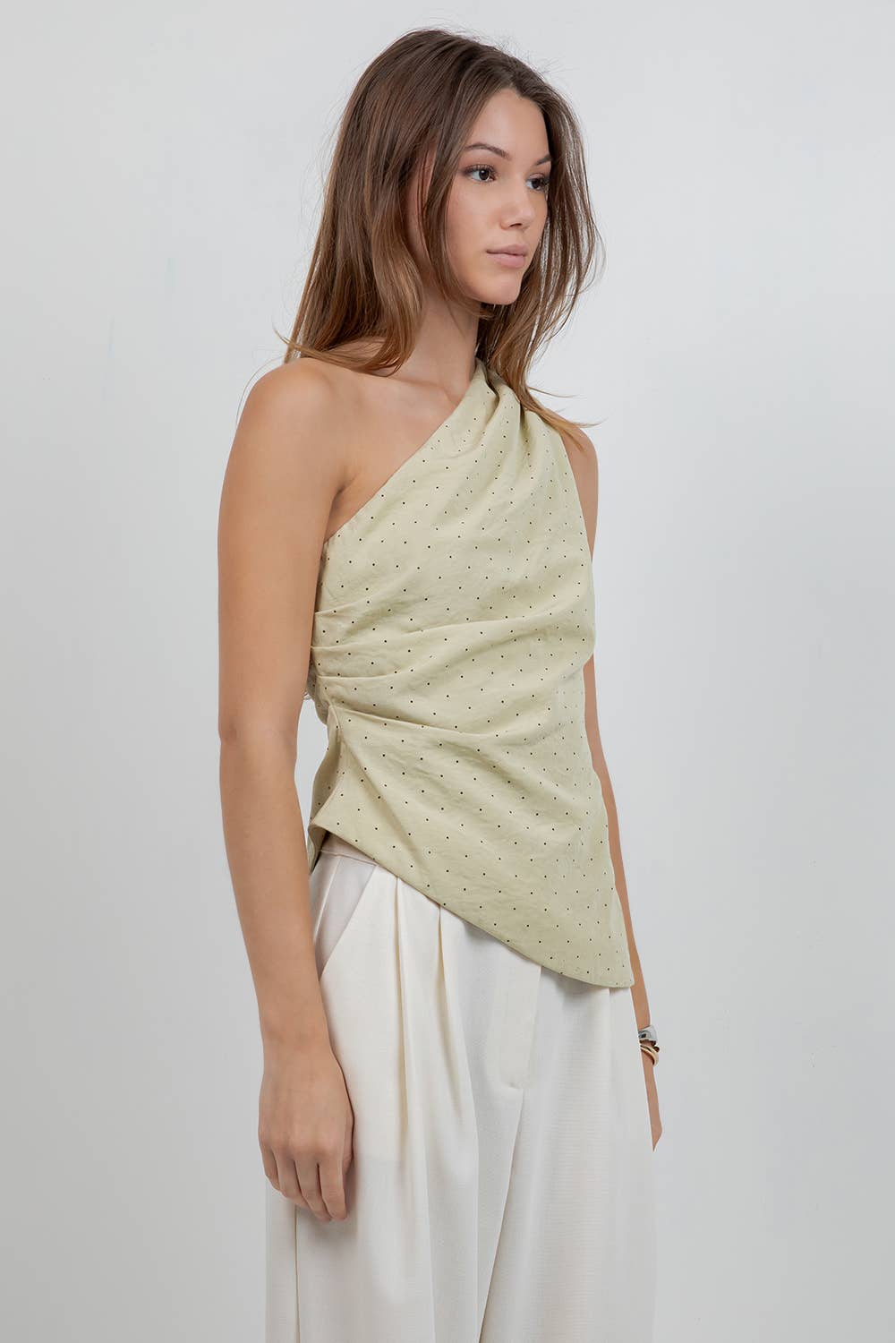 ILLY ONE SHOULDER POLKA DOT TOP-FINAL SALE